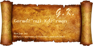 Germányi Kármen névjegykártya